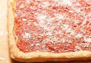 Sicilian tomato pie style pizza from Ambler Pizza