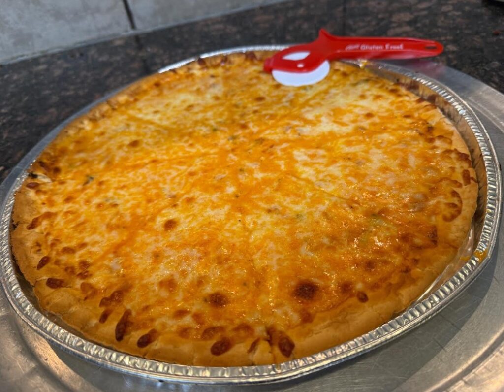 12-inch gluten-free pizza at Ambler Pizza with its own dedicated gluten-free cutter